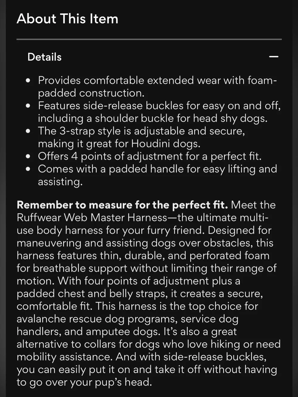 Ruffwear Dog Harness size XS
